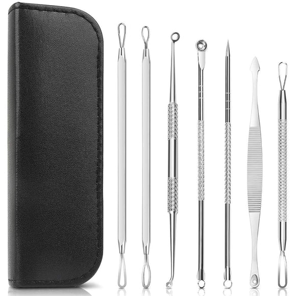 pobipobi 7 In 1 Pimple Blackhead Remover Extractor Tool Kit, Teenitor Professional Surgical Safe Treatment For Zit Popper White Head Acne Blemish Comedone Removing For Nose Face Skin